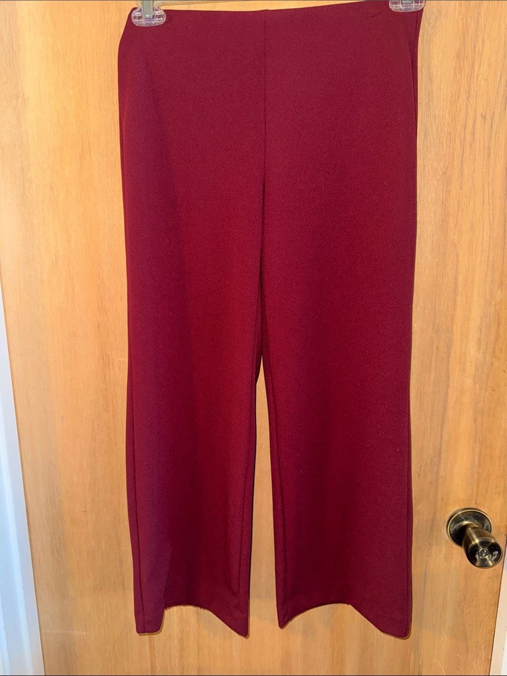 LOFT Petite Wide-Leg Cropped Burgundy Dress Pants Extra Small